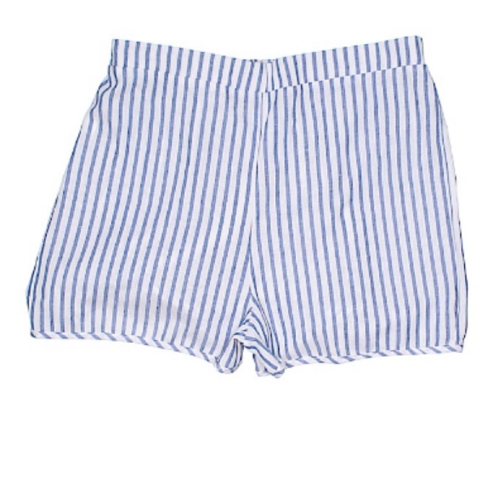 White Blue Striped Shorts